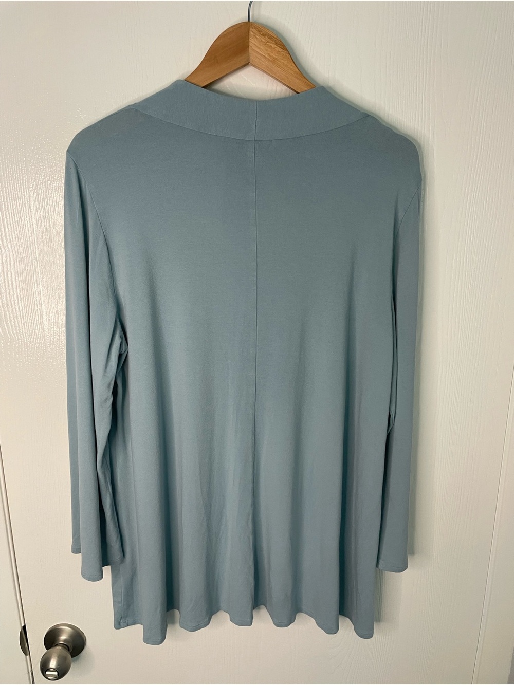 Eileen Fisher XL Soft Blue V-Neck Jersey Tunic Top - Picture 3 of 8
